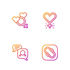 Set line Sanitary napkin, Gender equality, Female gender and Feminism. Gradient color icons. Vector