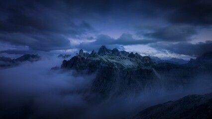 montagna, céu, escurecer, natureza, oceano, mont