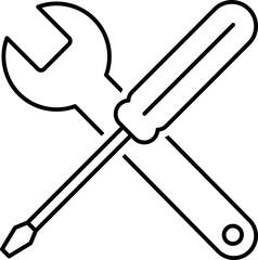 Wrench and screwdriver on screen. Computer repair service, technical support. Flat design. Vector illustration.