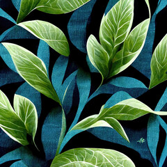 green and blue leaves illustration