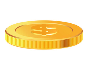 Golden money. Rotating gold coin.