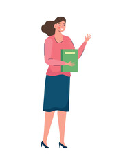 female teacher with book