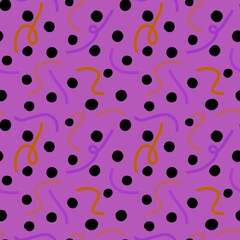 Polka dots and stripes ribbons seamless abstract markers pattern for wrapping paper and kids clothes print