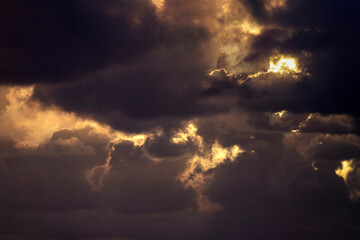Dramatic cloudy sunset