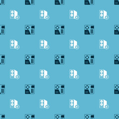 Set Motherboard digital chip and Case of computer on seamless pattern. Vector