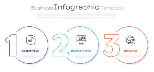 Set line Financial growth, Stocks market graphs and . Business infographic template. Vector
