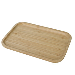 wooden bamboo board for serving snacks and food isolated no background