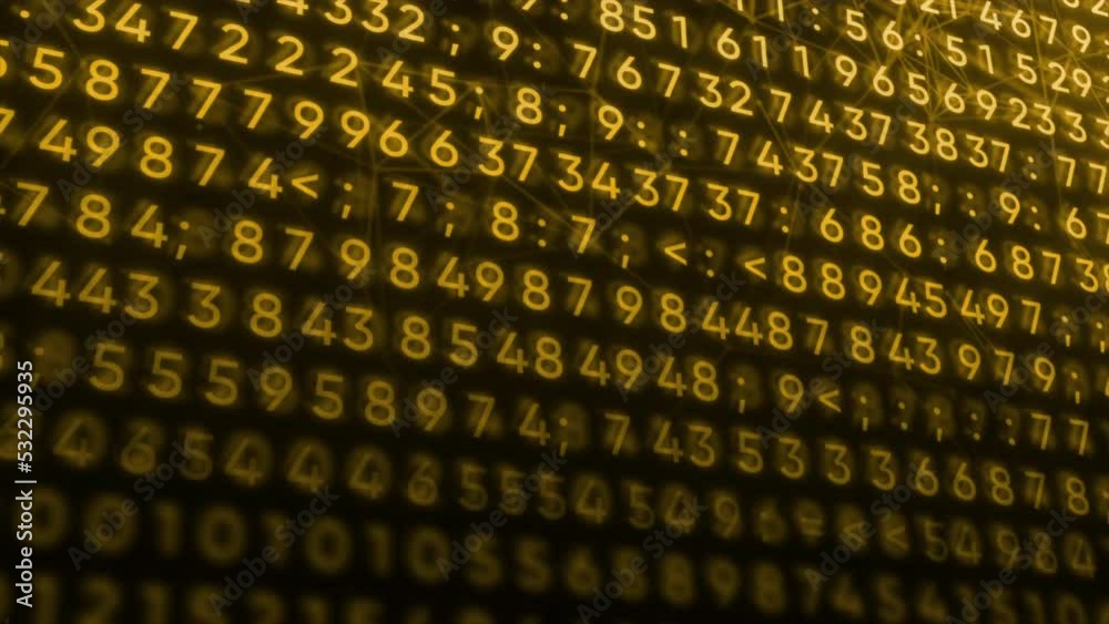 Poster code of changing numbers, concept of digital world and matrix effect. motion. plexus pattern in cybe
