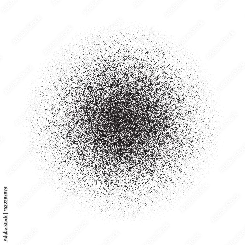 Aufkleber grain circle gradient. stippled round shape. radial stochastic dotwork texture. random grunge noise 