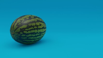3d illustration, image of a melon, blue background, copy space, 3d rendering.