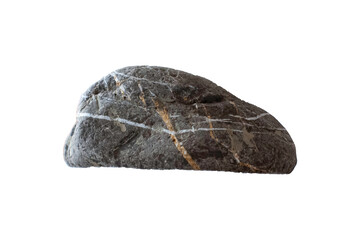 Close-up detailed photo of raw limestone sedimentary rock, stone isolated on white background. © Mikhail