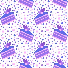 Valentines hearts seamless birthday cake pattern for wrapping paper and kids clothes print and festive