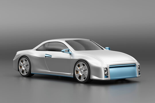Future Concept Sport car placed on glossy background 3D rendering