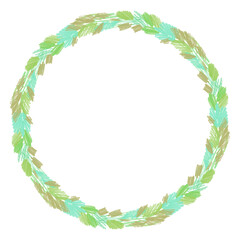 a frame of flowers drawn with colored pencils. round wreath. nice hand made design