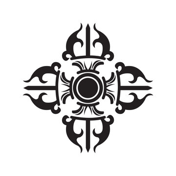 recommend clip art: Buddha religion trident vajra icon | Black Vector illustration |