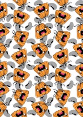 Fototapeta premium Halloween seamless pumpkins pattern for fabrics and wrapping paper and clothes print