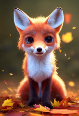 Obraz premium Red fox in the forest. Autumn days