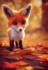 Red fox in the forest. Autumn days