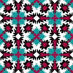 Line art mandala seamless neon watercolor flower pattern for wrapping paper and summer clothes print