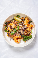 Pad thai (stir-fried rice noodles with shrimps) - thai food