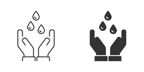 Hands holding drop icon.Hand protecting water icon. Save Water symbol. Vector illustration.