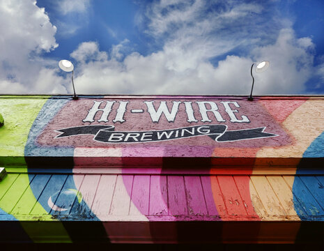 ASHEVILLE, NC - USA - 08-05-2022: Hi-Wire brewing building in downtown Asheville