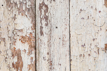 Margib, Sughd Province, Tajikistan. Peeling white paint on old wooden boards.