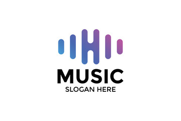 modern style music play design logo