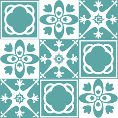 Talavera azulejo ceramic tiles, traditional spanish portuguese vintage pattern for wall and floor decoration