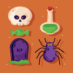 four halloween celebration icons