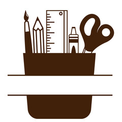  Teacher School Supplies Split Monogram