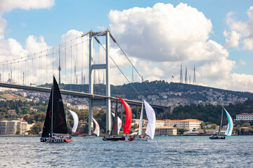 Sailboat race on the Bosphorus, Istanbul, Turkey