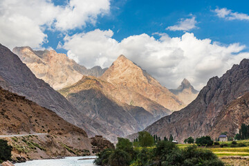 Fototapeta na wymiar Anzob, Aughd Province, Tajikistan. Mountains above the Yaghnob River valley.