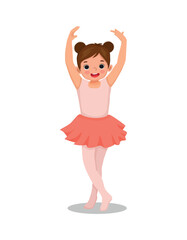 Cute little girl  ballerina practicing ballet dancing in the room © Tenstudio