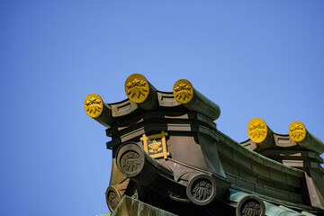 妙本寺の屋根（日本、神奈川県鎌倉市大町）
