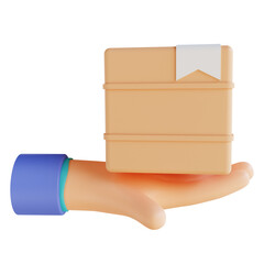 3D illustration hand and give box package