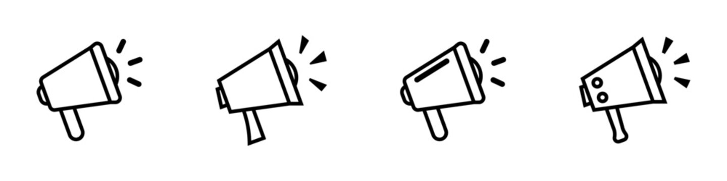 Conjunto de iconos de meg&aacute;fonos. Altavoz. Ilustraci&oacute;n vectorial