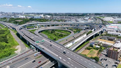 Foto op Plexiglas 高速道路のジャンクション　空撮 © metamorworks