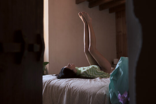 Woman alone in her room