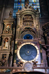 Fototapeta na wymiar Strasbourg, France. Astronomical clock in the interior of the Cathedral of Notre Dame. Built during the Renaissance era. Built in 1352