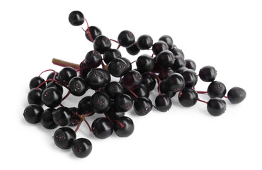 Cluster of elderberries (Sambucus) isolated on white