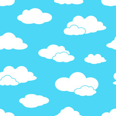 Blue cloudy sky cute seamless pattern