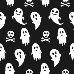 Ghosts skull and bones seamless pattern