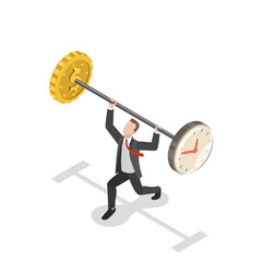 Time is money flat isometric  concept.