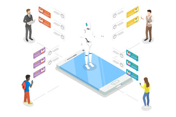 Chatbot flat isometric  concept.
