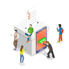 E-voting system flat isometric  conceptual illustration.
