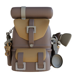 3D Illustration camping backpack
