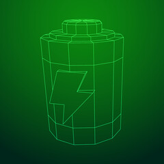 Alkaline cylinder battery with bolt icon