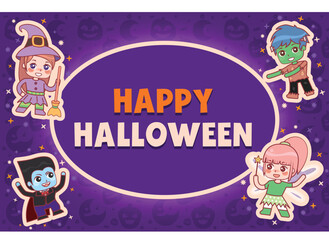 flat happy halloween kid sticker
