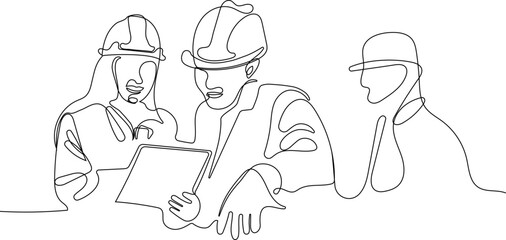 construction manager and engineer working on building site. Vector illustration